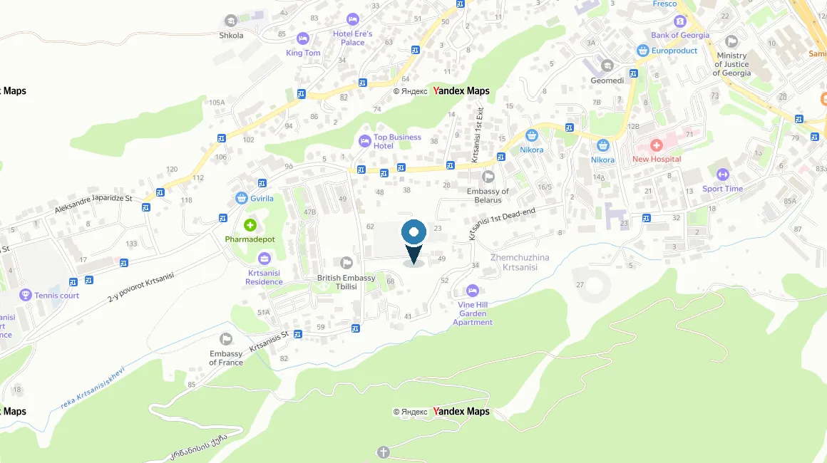 Расположение комплекса на карте — Tbilisi Waterfront