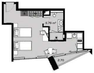 Студия, 43,9 м² — планировка, Alliance Highline