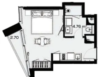 Студия, 32,5 м² — планировка, Alliance Highline