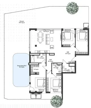5 комнат, 378,1 м² — планировка, Krtsanisi Resort Residence