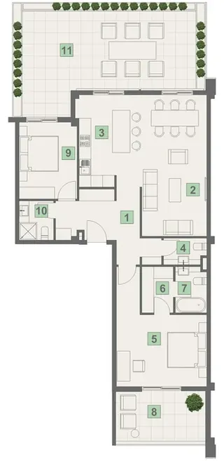 2 комнаты, 165,8 м² — планировка, Simetria Park