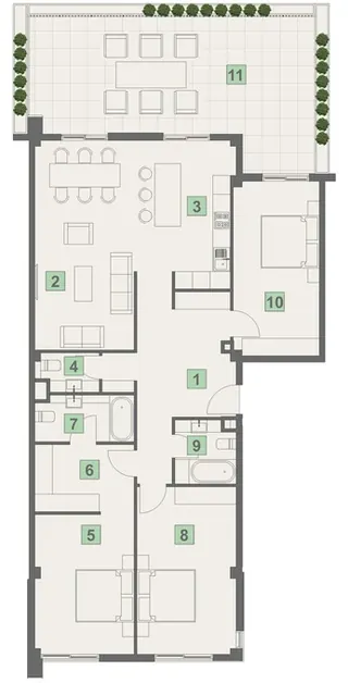 3 комнаты, 182,2 м² — планировка, Simetria Park