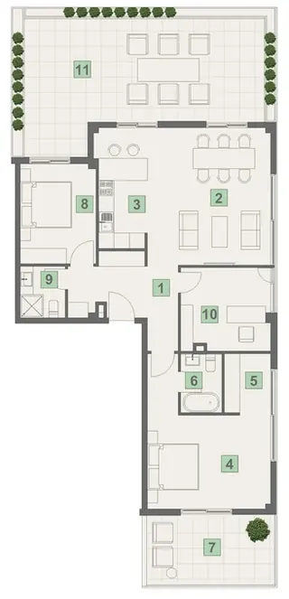 2 комнаты, 173 м² — планировка, Simetria Park
