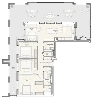 4 комнаты, 240,9 м² — планировка, Tbilisi Waterfront