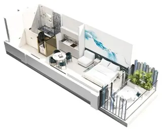 Студия, 26,3 м² — планировка, VR Shekvetili Forest-Beach