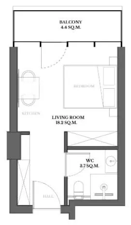 Студия, 25,9 м² — планировка, VR Shekvetili Forest-Beach