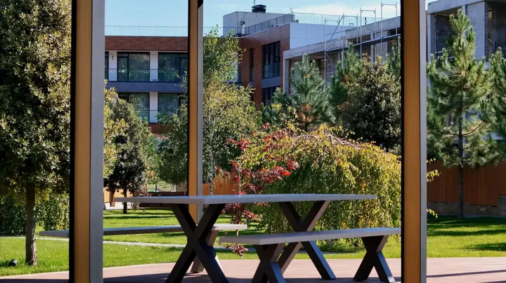 Central square with walking paths