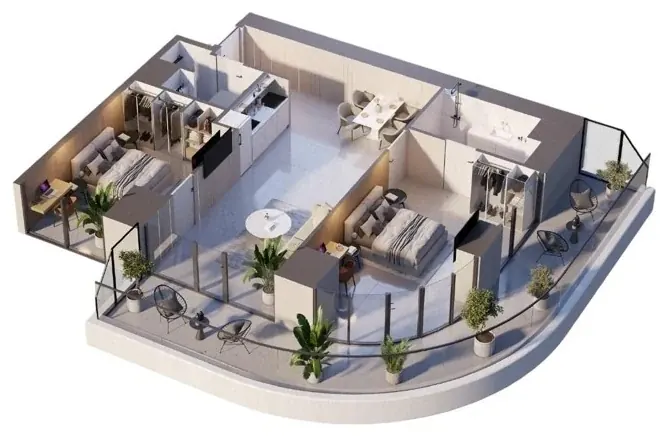 3 комнаты, 108,4 м² — Ambassadori Batumi Island