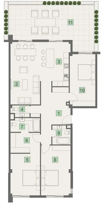 3 комнаты, 182,2 м² — Simetria Park