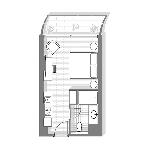 Студия, 31,51 м² · этаж 8 из 15 — типовая планировка категории