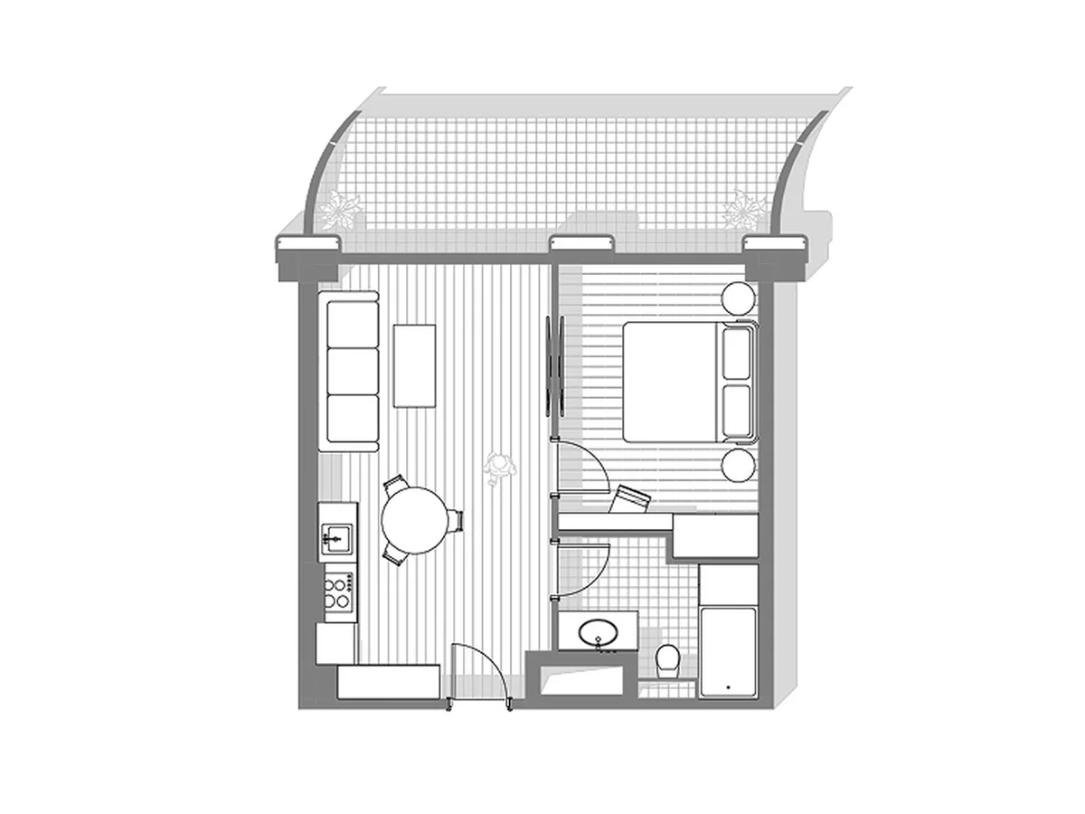 1 спальня, 125,4 м²