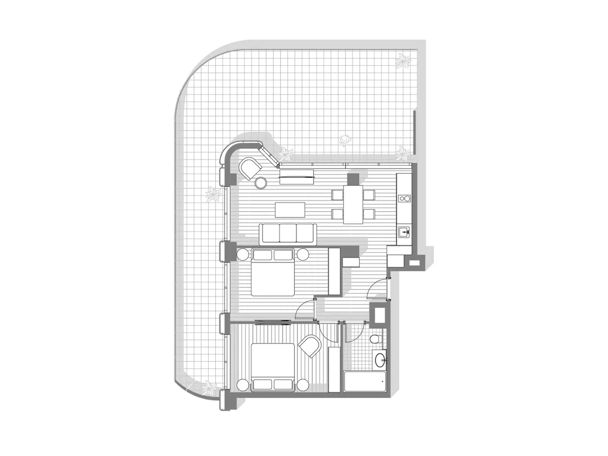 2 спальни, 106,5 м²